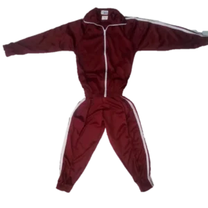School Tracksuits Maroon White Stripes
