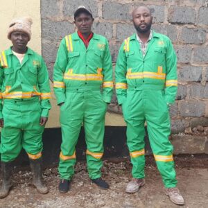 Safaricom green overall with a reflective tape