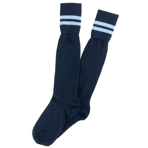 Gray school socks stripes white