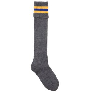 Gray school socks stripes yellow