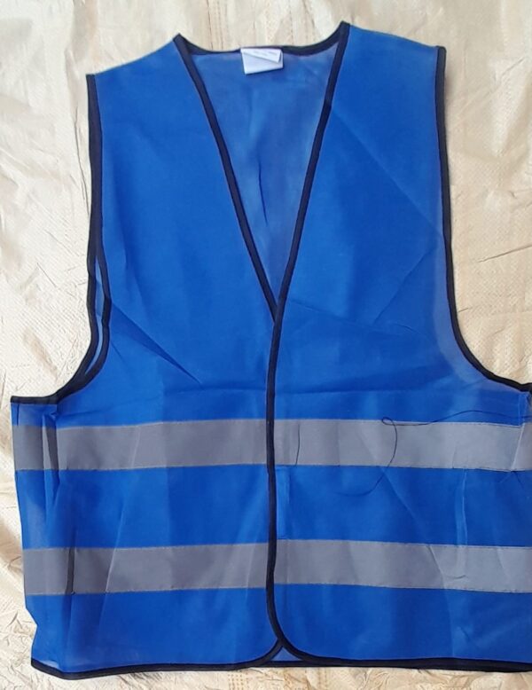 120gsm royal blue reflective vest with a black piping